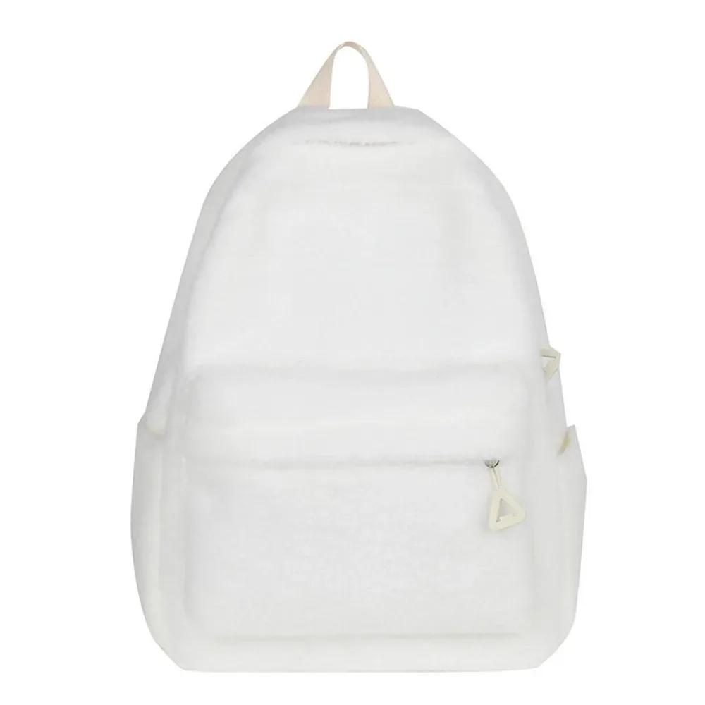 nouveau sac femme en peluche léger couleur unie sac à dos étudiant grande capacité sac à dos de voyage en plein air
