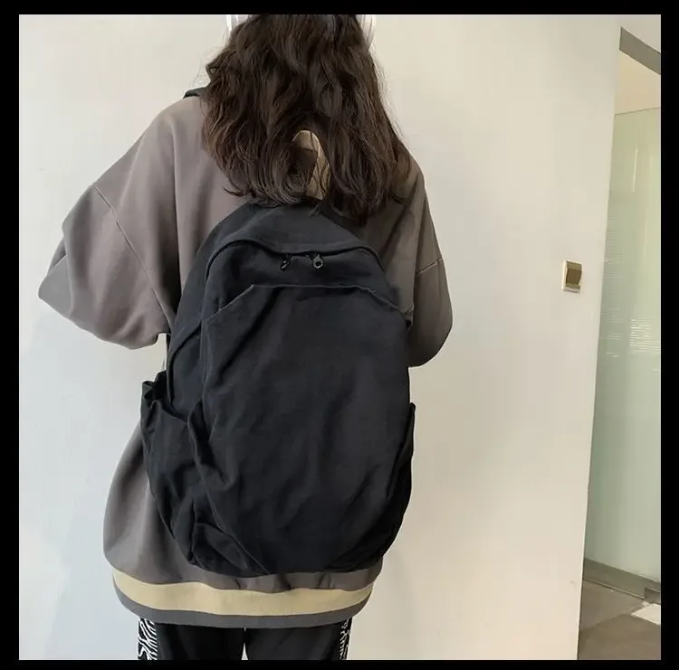 sac à dos décontracté en toile lavée grande capacité pour femme, sac à dos souple et minimaliste pour étudiants, trajets quotidiens et voyages