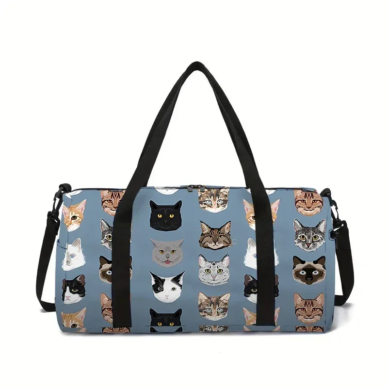 sac de voyage à grande capacité avec tête de chat de dessin animé pour garçons et filles, meilleurs cadeaux, sac de voyage plat 2d de dessin animé, sac à main pour enfants