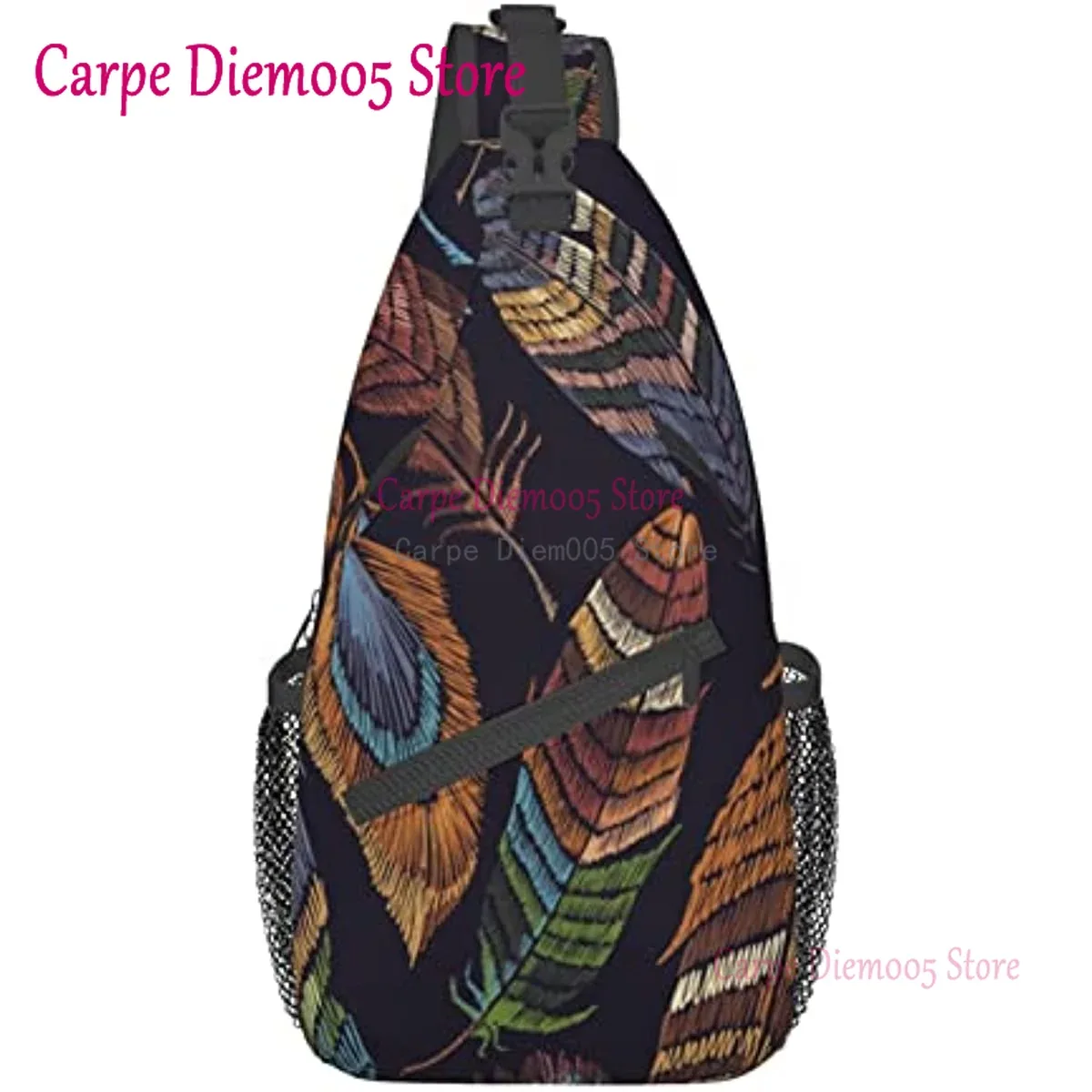 sac à bandoulière plume de paon, sac à dos de randonnée, sac de jour, sac de poitrine, sac à bandoulière pour femmes et hommes
