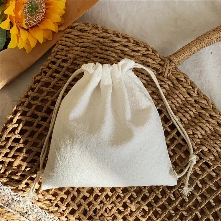sac à cordon de couleur unie simple japonais pour femmes, pochette de rangement à cordon, sac de maquillage mignon, cadeau de noël, organisateur de bonbons et de bijoux