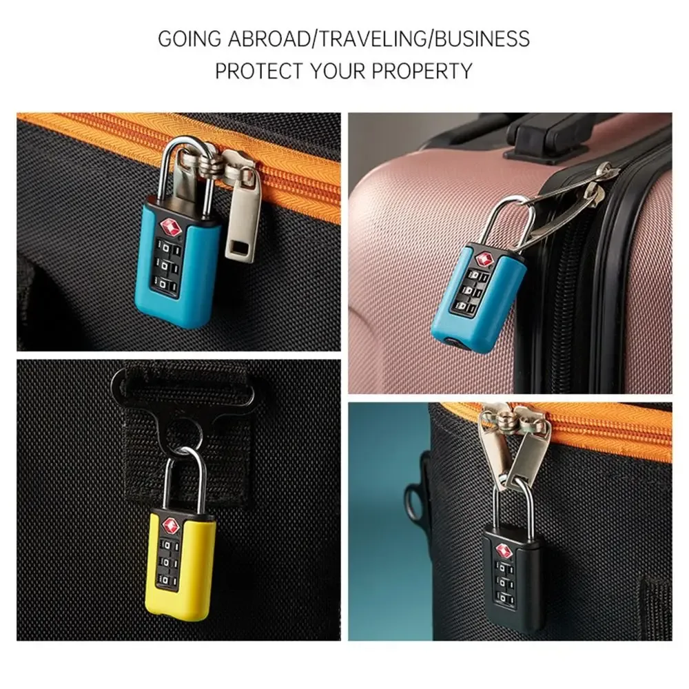 outil de sécurité de voyage portable, serrure à code pour bagages, serrure à code douanier tsa, serrure à combinaison à 3 chiffres, cadenas de couleur contrastée