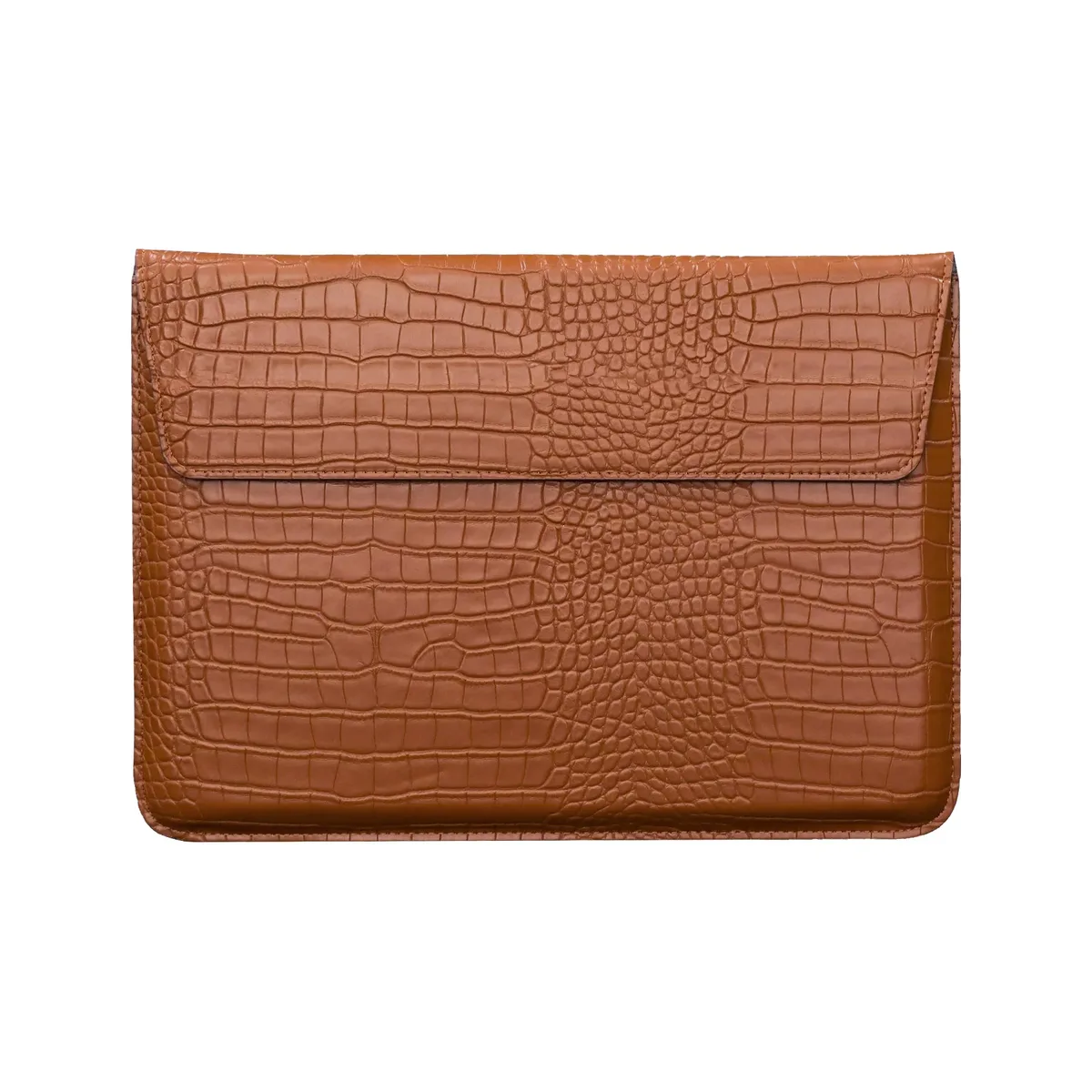 étui pour ordinateur portable en cuir pu effet crocodile personnalisé avec logo gravé, pour hommes et femmes, 13, 14, 15 pouces, compatible air pro, avec support intégré