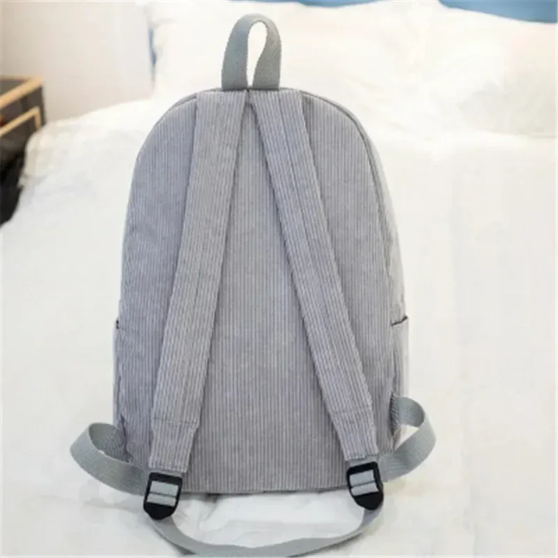 sac à dos en velours côtelé doux pour femme, cartable de grande capacité pour voyage, école, adolescentes
