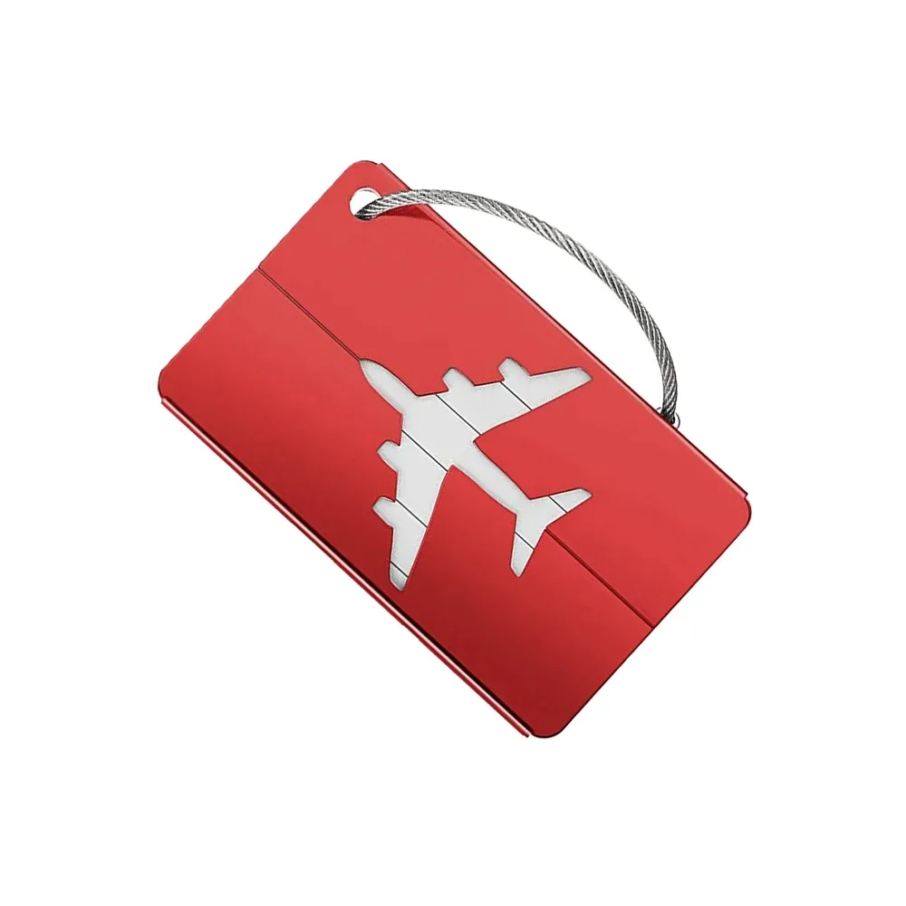 étiquette de bagage de voyage en alliage d'aluminium, étiquette suspendue pour valise, avion avec nom, cartes d'identité, anti-perte, couleur unie, accessoires de voyage.zmt