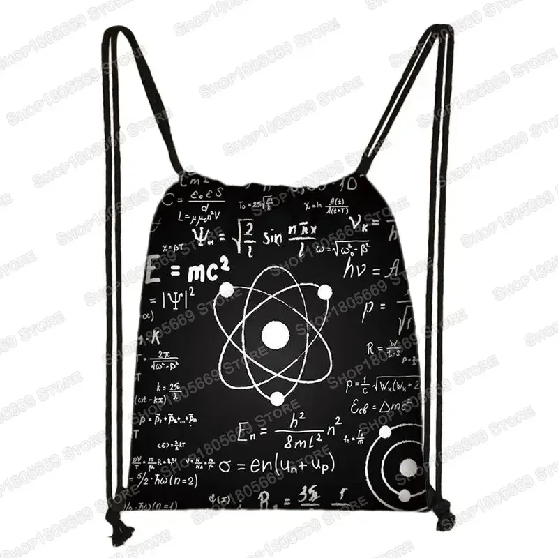 sac à dos magique cube imprimé avec cordon de serrage, sacs de rangement cubo magico pour voyage formule mathématique, sac à dos d'école pour garçons et filles, sac de jour pour enfants