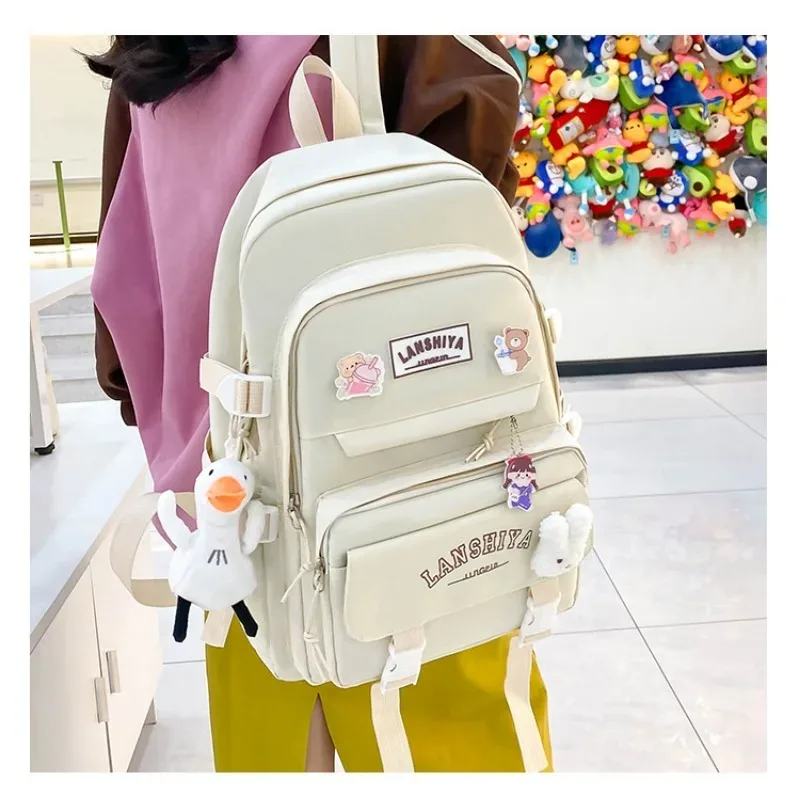 ensemble de 5 pendentifs gratuits, style forêt, version coréenne, sac à dos décontracté pour étudiantes harajuku pour lycéennes, grande capacité