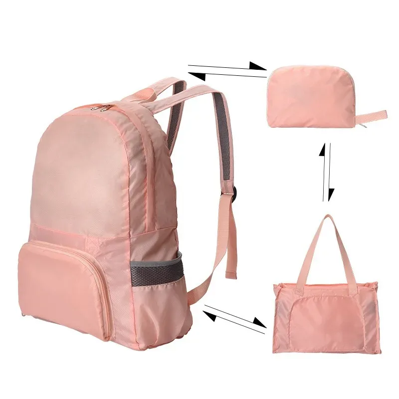 sac à dos de voyage multifonctionnel simple pour femmes, sac d'école portable léger à double usage pliable