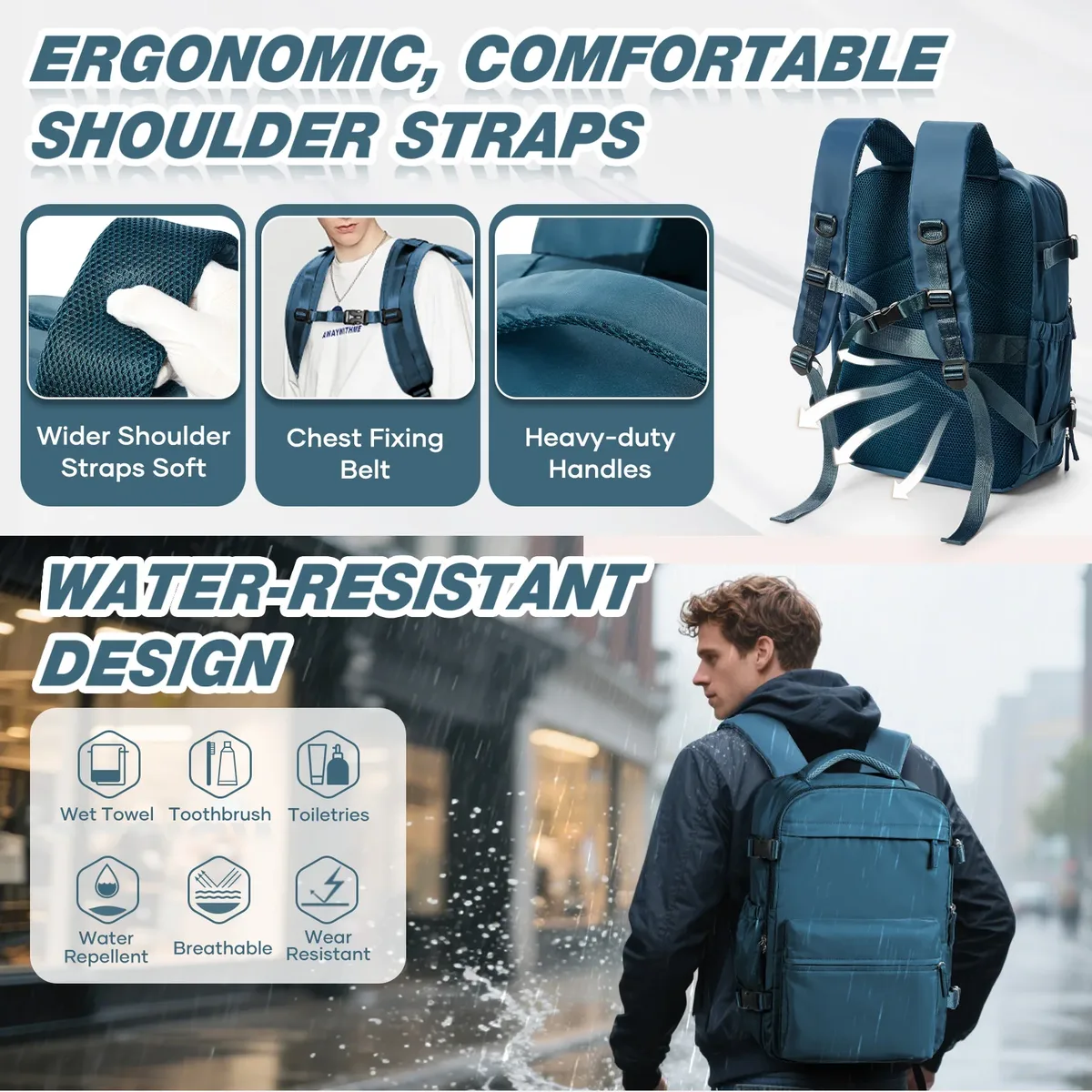 sac à dos de voyage sous vide pour hommes, sac à dos de grande capacité, sac à dos pour ordinateur portable, sac à dos extensible pour femmes et hommes, sac d'école