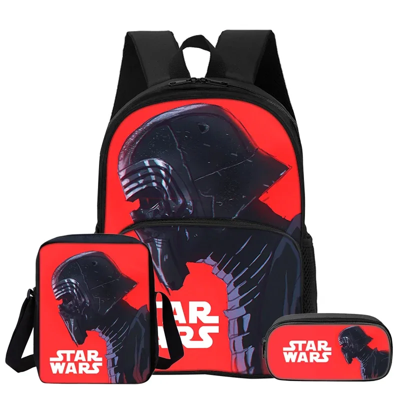 ensemble de 3 pièces star wars movie avec sac à dos à poche avant, sac à dos pour enfants, sacs à bandoulière, trousse à crayons pour garçons et filles