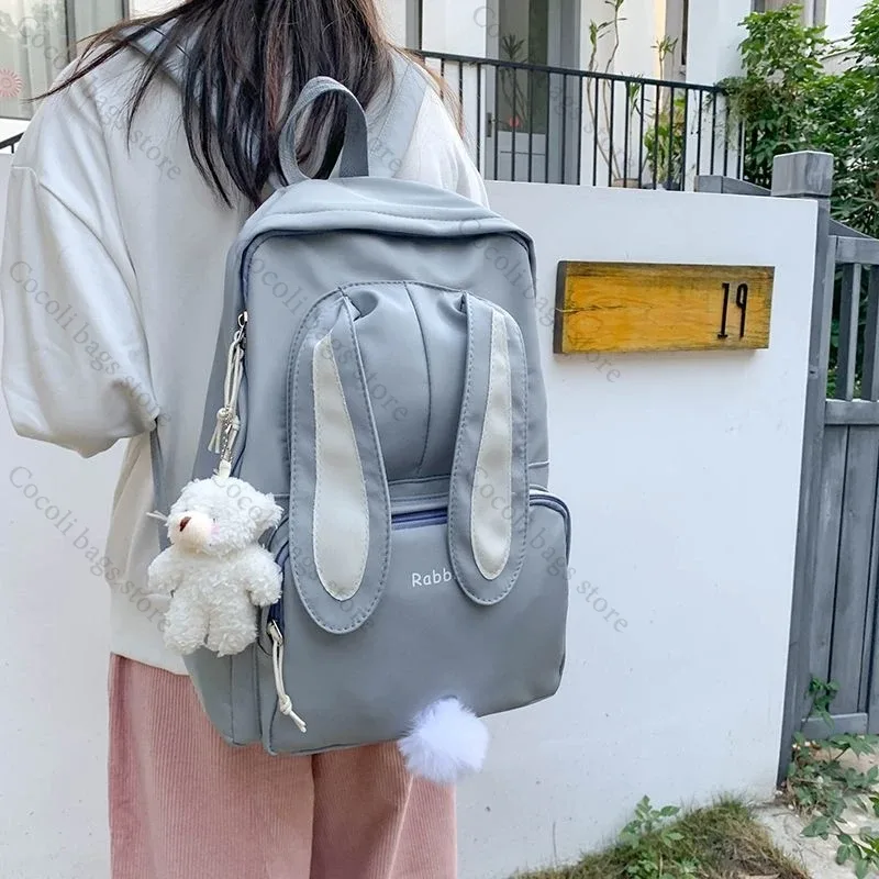 sac à dos oreilles de lapin kawaii pour filles, sac à dos d'école mignon pour filles, sac à dos à usage quotidien en nylon pour la rentrée scolaire