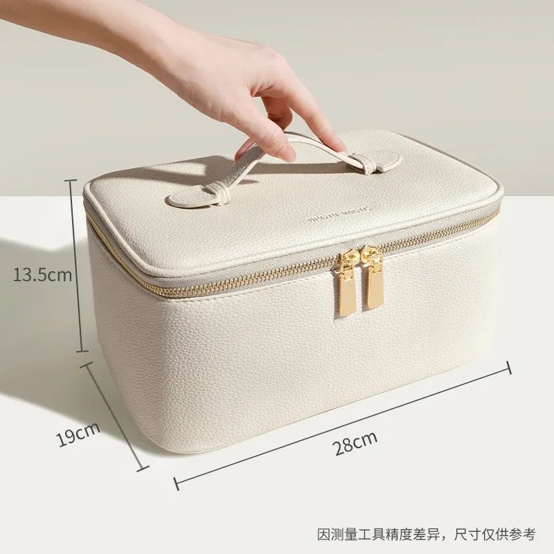 trousse de maquillage portative en cuir pu de grande capacité pour femmes-2025 nouveauté organisateur de toilette de voyage avec plusieurs compartiments