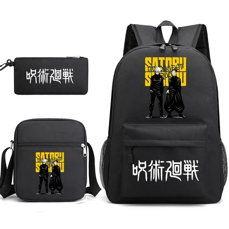 sac à dos anime jujutsu kaisen, trousse à crayons, ensemble de 3 pièces, sac à dos léger pour enfants et adolescents
