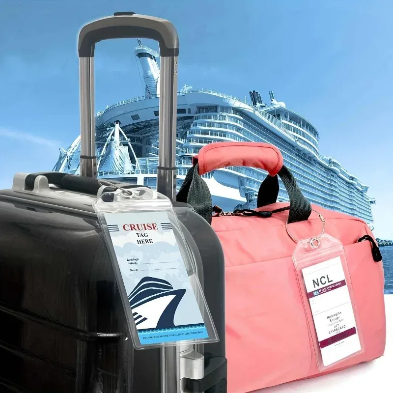 étiquettes de bagage de croisière, étanches, auto-scellantes, accessoires en plastique pvc transparent, anneau en acier inoxydable, étiquette de voyage de croisière, 1 à 10 pièces