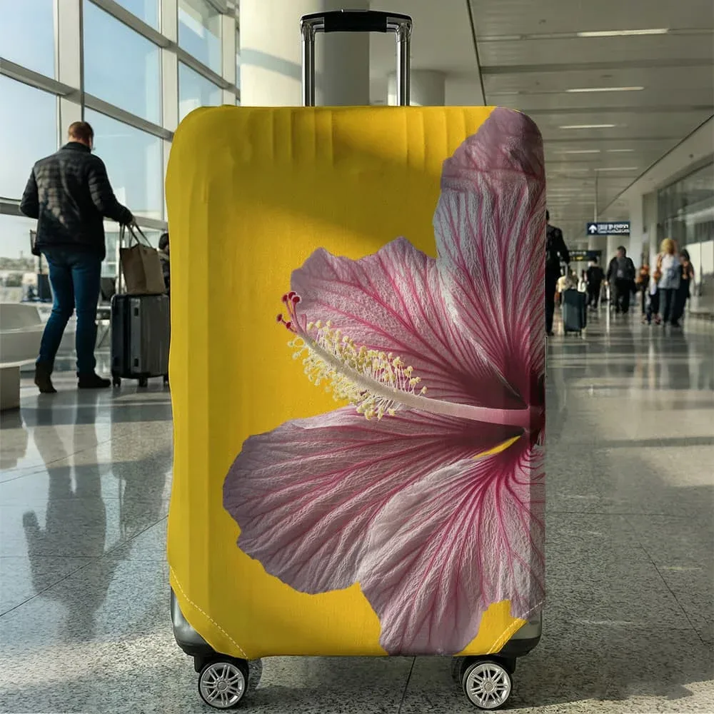 housse de bagage à imprimé fleur d'hibiscus, adaptée aux bagages de 18 à 32 pouces, manchon pour poignée de bagage, accessoires de voyage