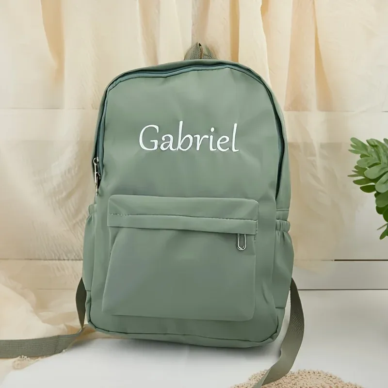 sac à dos en nylon personnalisé avec nom personnalisé, sac pratique léger, cadeau idéal pour la saison scolaire, utilisation quotidienne, activités de plein air
