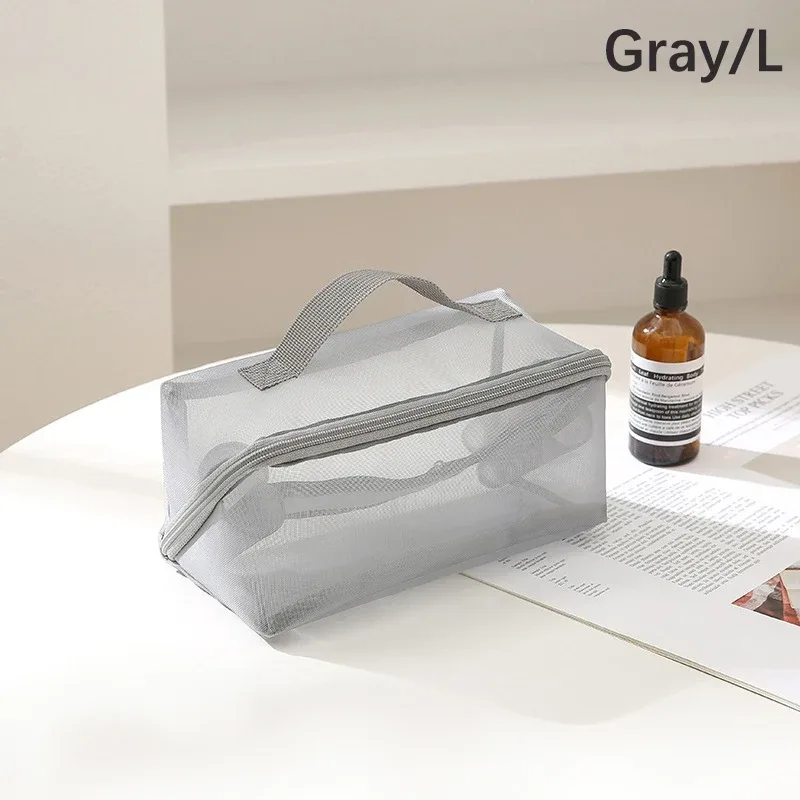 sacs à cosmétiques transparents en maille, petite et grande trousse de maquillage noire, trousse de toilette de voyage portable, étui de rangement pour rouge à lèvres, poudres