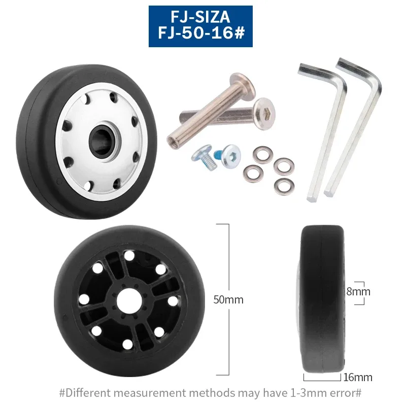 roues de rechange pour valise à bagages, axes od 36-50mm, noir de luxe avec vis, adaptées à une roulette pivotante de valise de 18 à 26 pouces