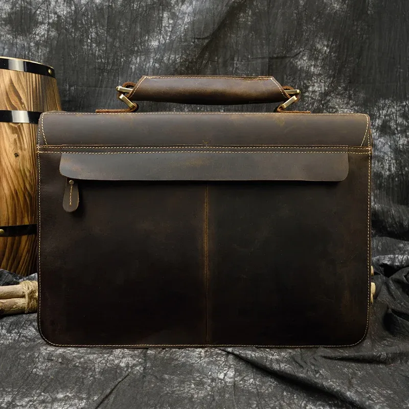 luufan-sac d'ordinateur portable en cuir véritable pour homme, étui à bombes d'affaires, sac de messager en cuir de vache, sac de calcul initié, fourre-tout pour homme, 15 pouces