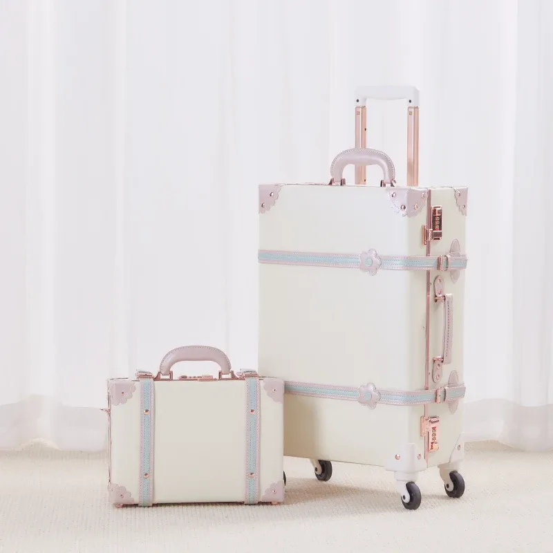 nouveau ensemble de valise rétro antidéflagrant fermeture éclair pp + pc boîtier de chariot à bagages 20/22/24/26 pouces valise de voyage de grande capacité
