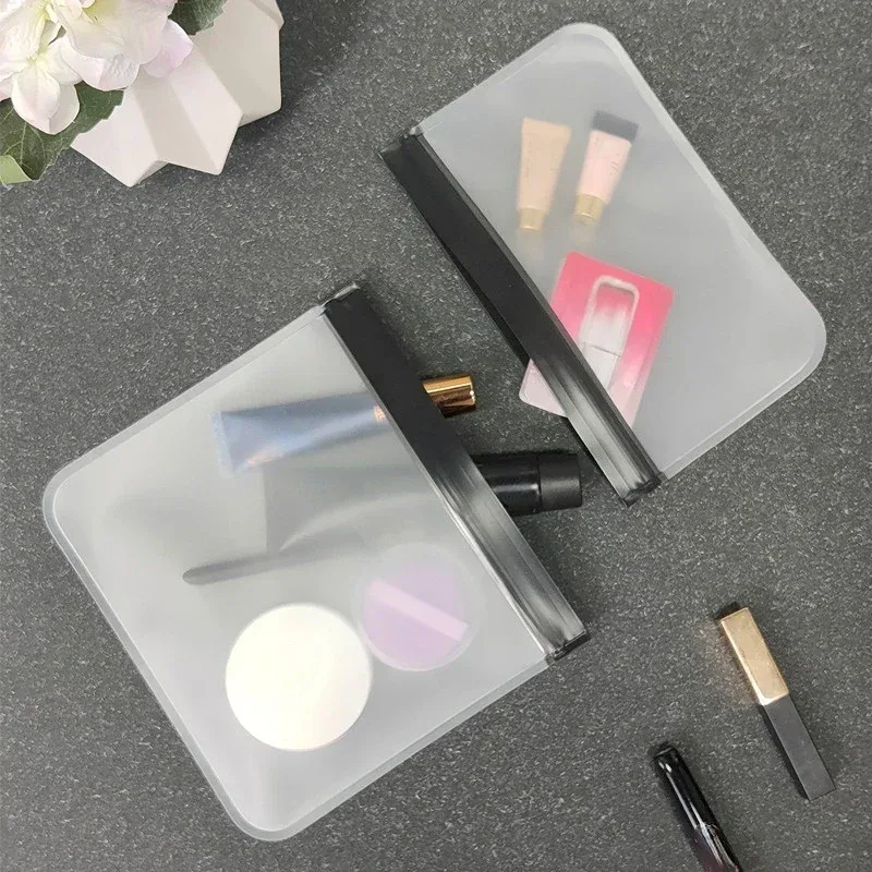 sac de maquillage transparent à fermeture éclair, sac de rangement étanche pour produits de toilette et cosmétiques, étui transparent en pvc pour salle de bain et cosmétiques