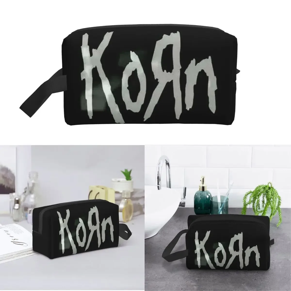 korn rock music – trousse de maquillage, organisateur de cosmétiques, trousse de toilette, trousse à cosmétiques pour femmes, trousse de beauté, trousse à crayons de voyage