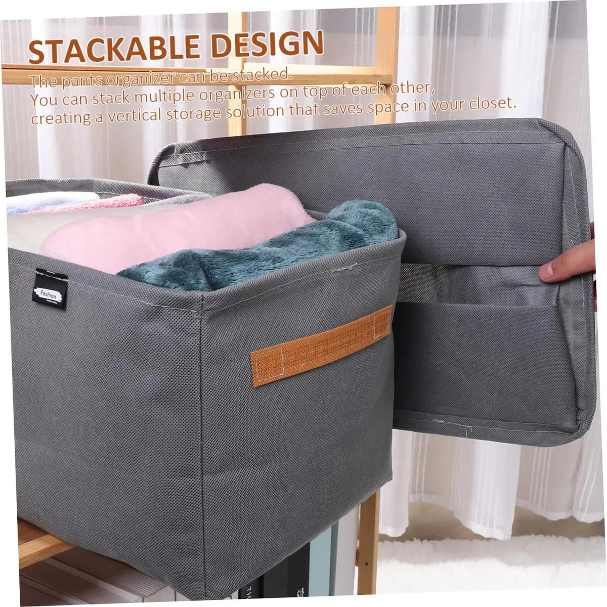 boîte de rangement pliable en tissu avec cadre en acier, organisateur de garde-robe à dessus ouvert, bac à tiroirs pour pulls et pantalons, organisation de placard