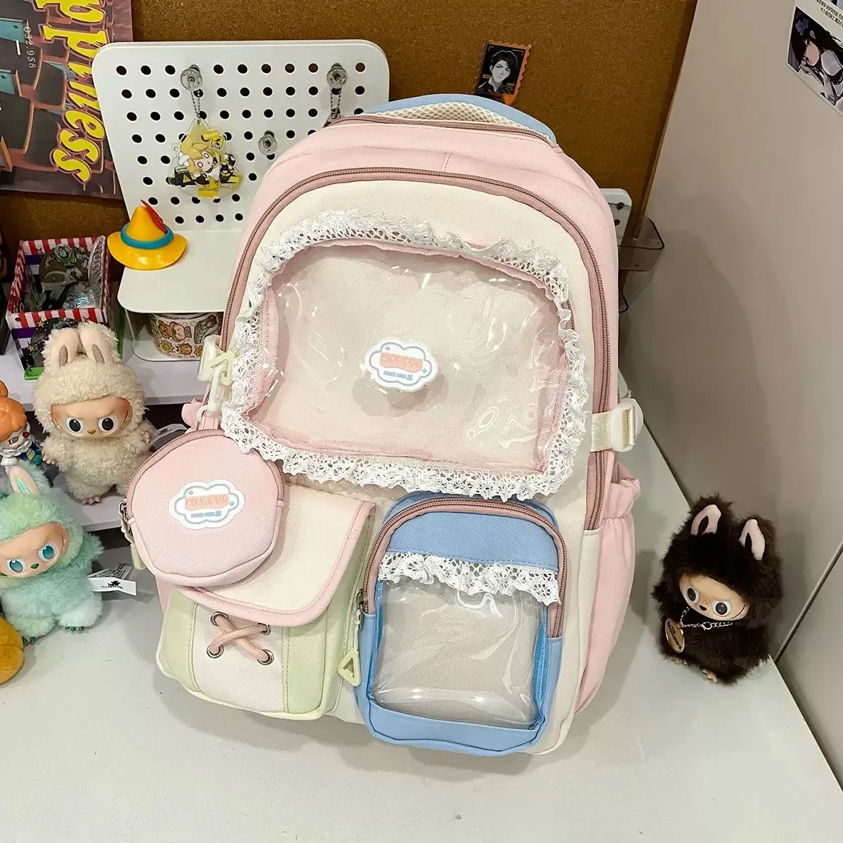 nouveau sac à dos ita y2k mignon avec porte-monnaie, sac à dos transparent grande capacité pour étudiantes, idéal pour l'école, l'université et les activités de plein air