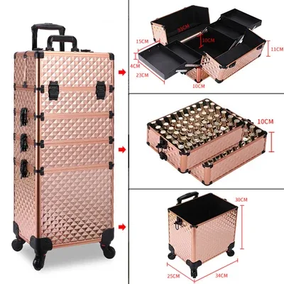 boîte à cosmétiques de maquillage professionnelle, bagage d'artiste, tige de traction, grande capacité, multicouche, valise d'art d'ongle, boîte à outils d'aviation de tatouage