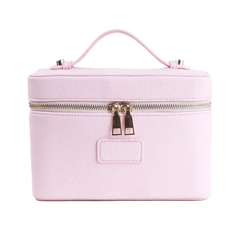 trousse de toilette de voyage personnalisable en cuir grainé pour femme, organisateur de maquillage portable suspendable, trousse de toilette cosmétique pour femme