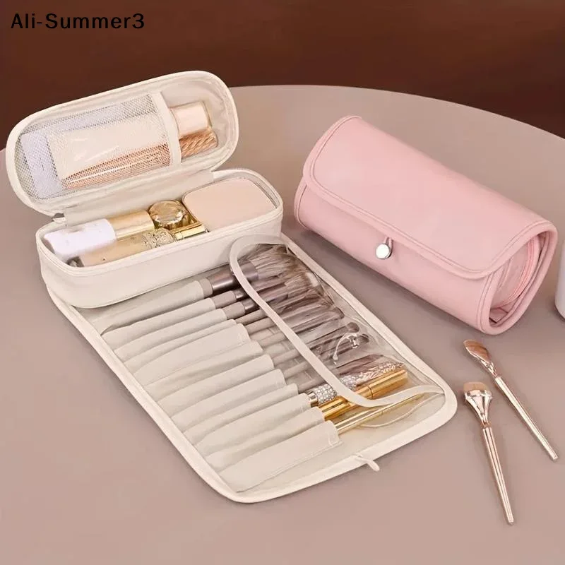【av3】【y3s】sac de maquillage de grande capacité, sac de voyage pour pinceaux de maquillage pour femmes, sac de rangement de maquillage pliable et portable à la mode