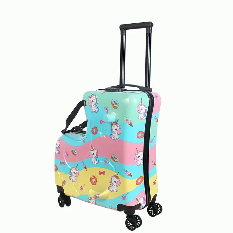 les valises de voyage pour enfants peuvent s'asseoir et monter sur les bagages à roulettes, valises mignonnes de dessin animé pour enfants sur roues, valise à mot de passe de cabine de 20 pouces