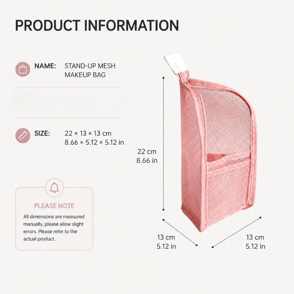 sac de maquillage de voyage pliable avec porte-brosse à dents - organisateur cosmétique imperméable de grande capacité, pochette de rangement en maille suspendue