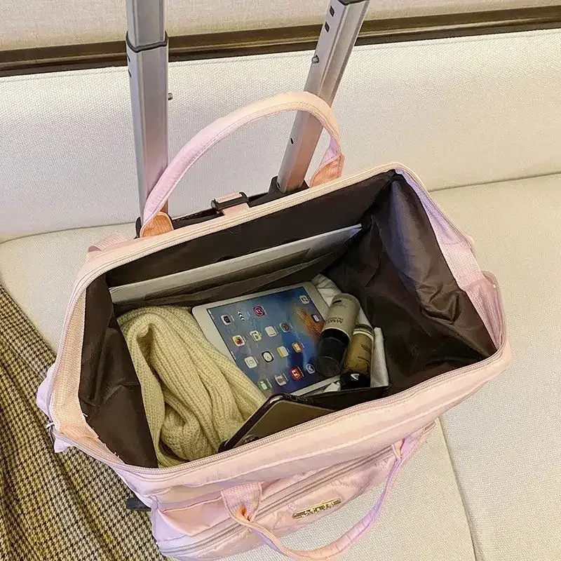 2025 nouveau cuir pour femmes étanche grande capacité portable mode bagage à roulettes voyage bagages oxford sac à dos sac à main