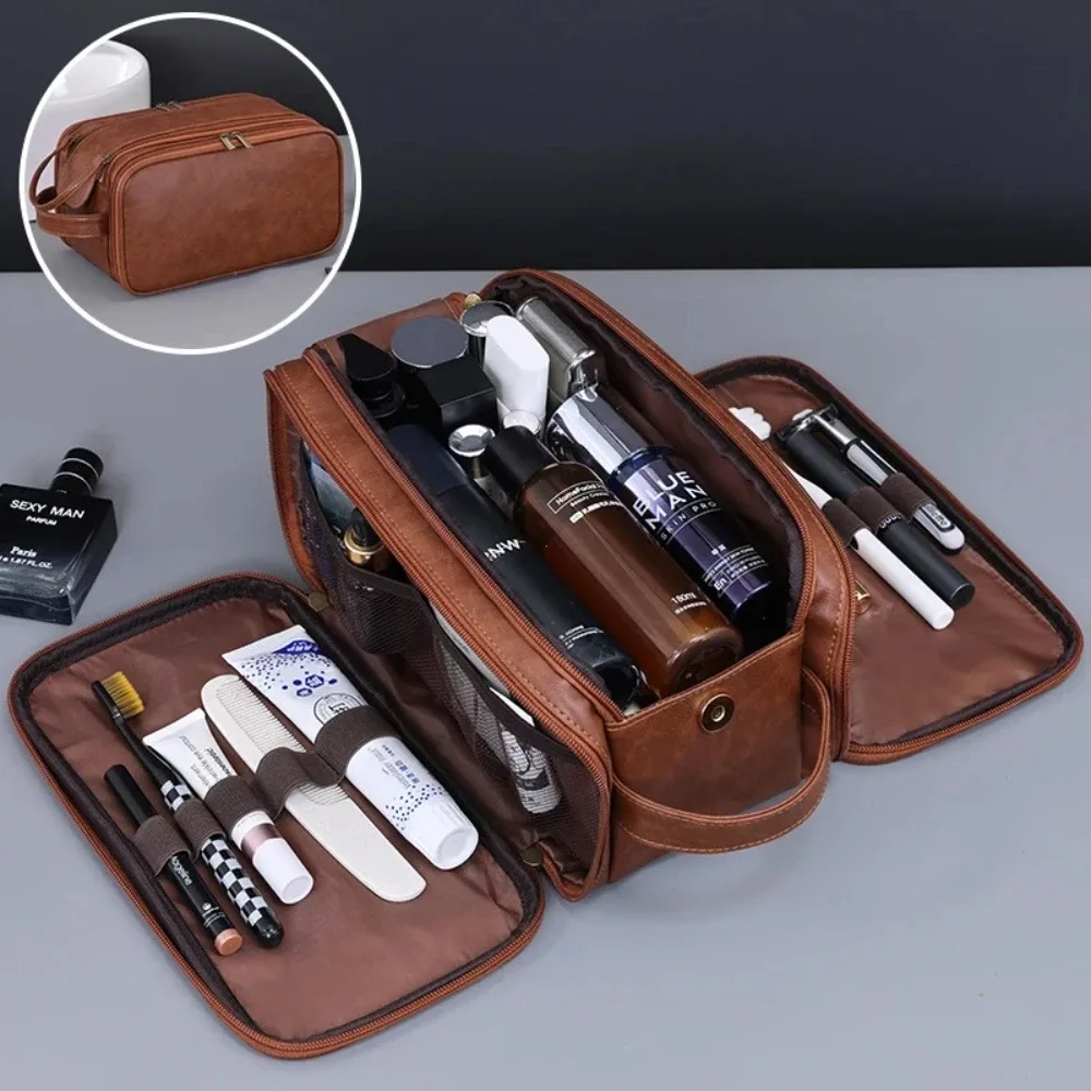 trousse de toilette multi-poches en pu pour femmes et hommes, sacs de voyage essentiels, sacs de maquillage, sac suspendu étanche, sac de rangement pour cosmétiques et articles de toilette