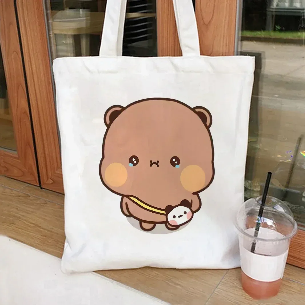 sac fourre-tout pliable en toile bubu dudu anime, sac de shopping esthétique réutilisable pour femme