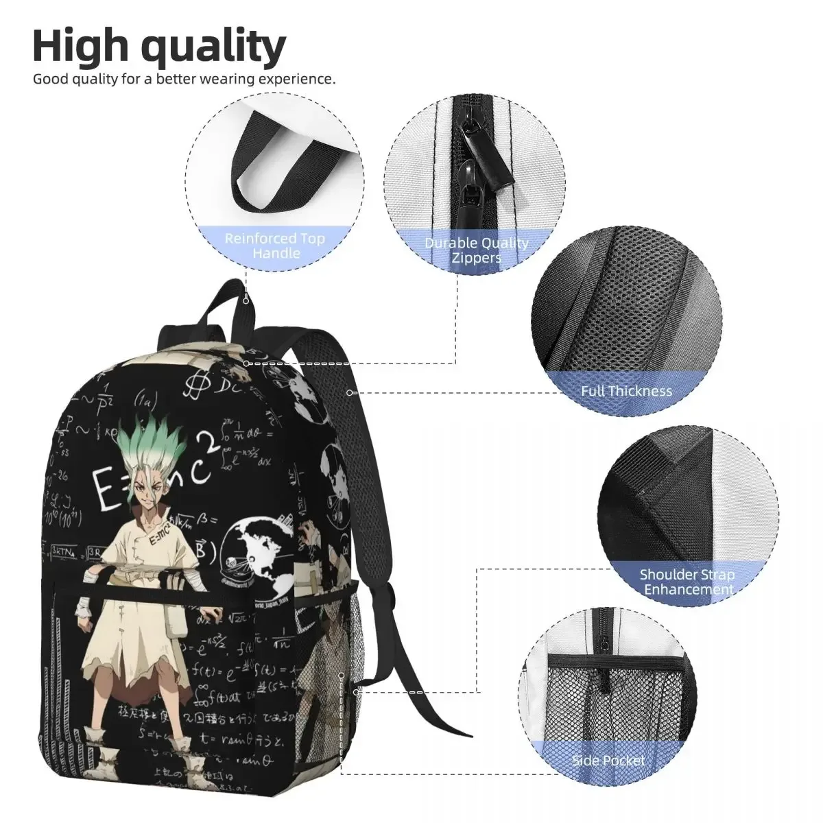 senku ishigami dr stone apan – sac à dos d'anime, sac à dos de grande capacité pour enfants, sac d'école, sacs à bandoulière pour hommes et femmes