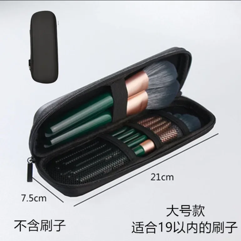 étui pour pinceaux de maquillage pour femmes, petit sac à cosmétiques noir pur, organisateur de stylos à rouge à lèvres, boîte de rangement d'outils de beauté, pochette longue à fermeture éclair