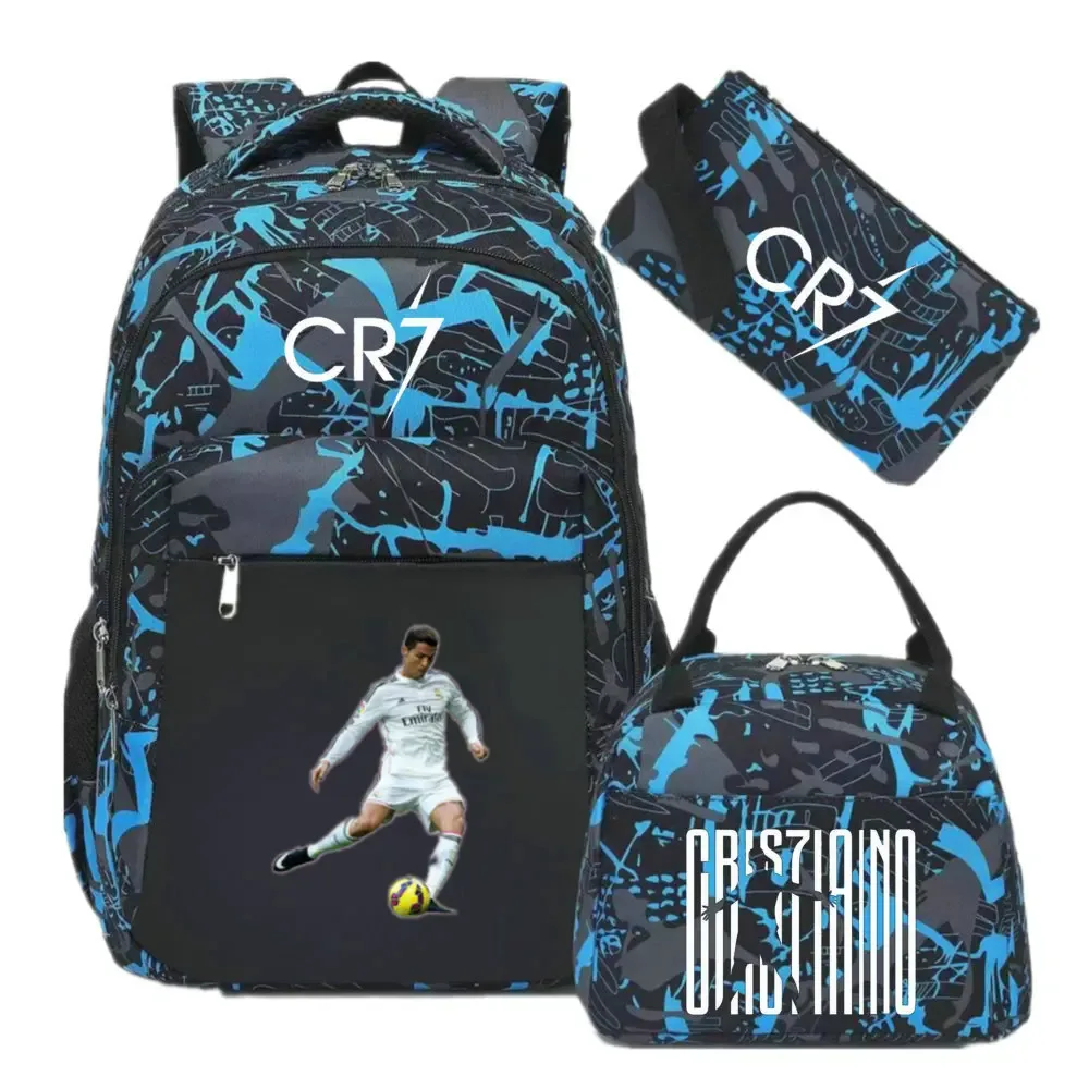 sac à dos pour ordinateur portable cr7, pour femmes et hommes, sacs à dos décontractés pour le sport et le football, sac à dos oxford pour femmes, sac d'école pour hommes, sac de voyage, mochilas 3 pièces