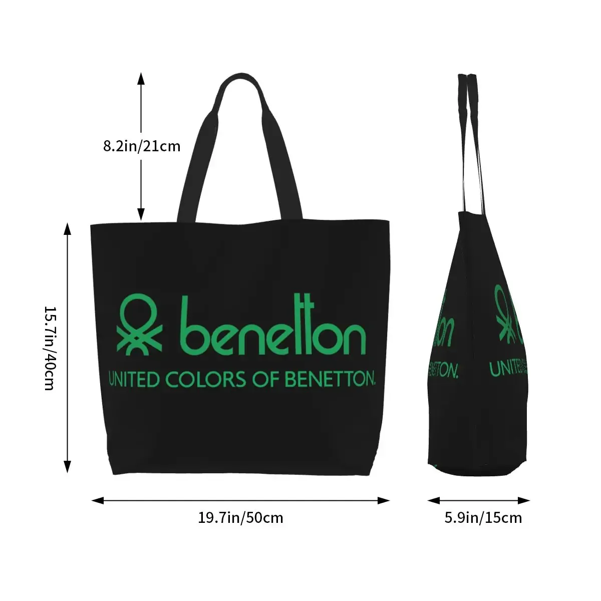 Sac fourre-tout de Shopping United Colors Of Benetton, sacs à bandoulière en toile de grande capacité, sac à main d'épicerie pour femmes