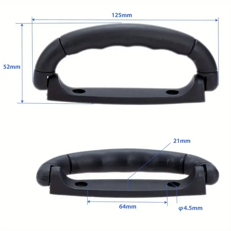 1 pièce poignée de valise en plastique noir, poignée de traction pour sac de transport, bouton antidérapant 108mm 125mm, pièce de rechange