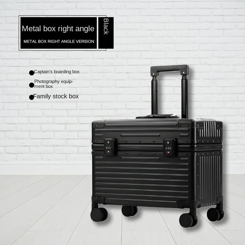 étui capitaine tout en alliage d'aluminium et de magnésium, valise de cabine pour appareil photo d'affaires, bagages en métal de 18 pouces, valises de voyage 20/22 pouces