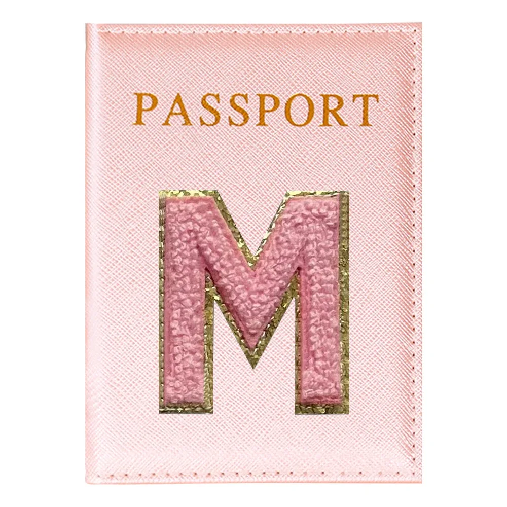 porte-passeport série lettres roses plan aérien accessoires de voyage couverture d'identité portable carte bancaire passeport affaires portefeuille en polyuréthane