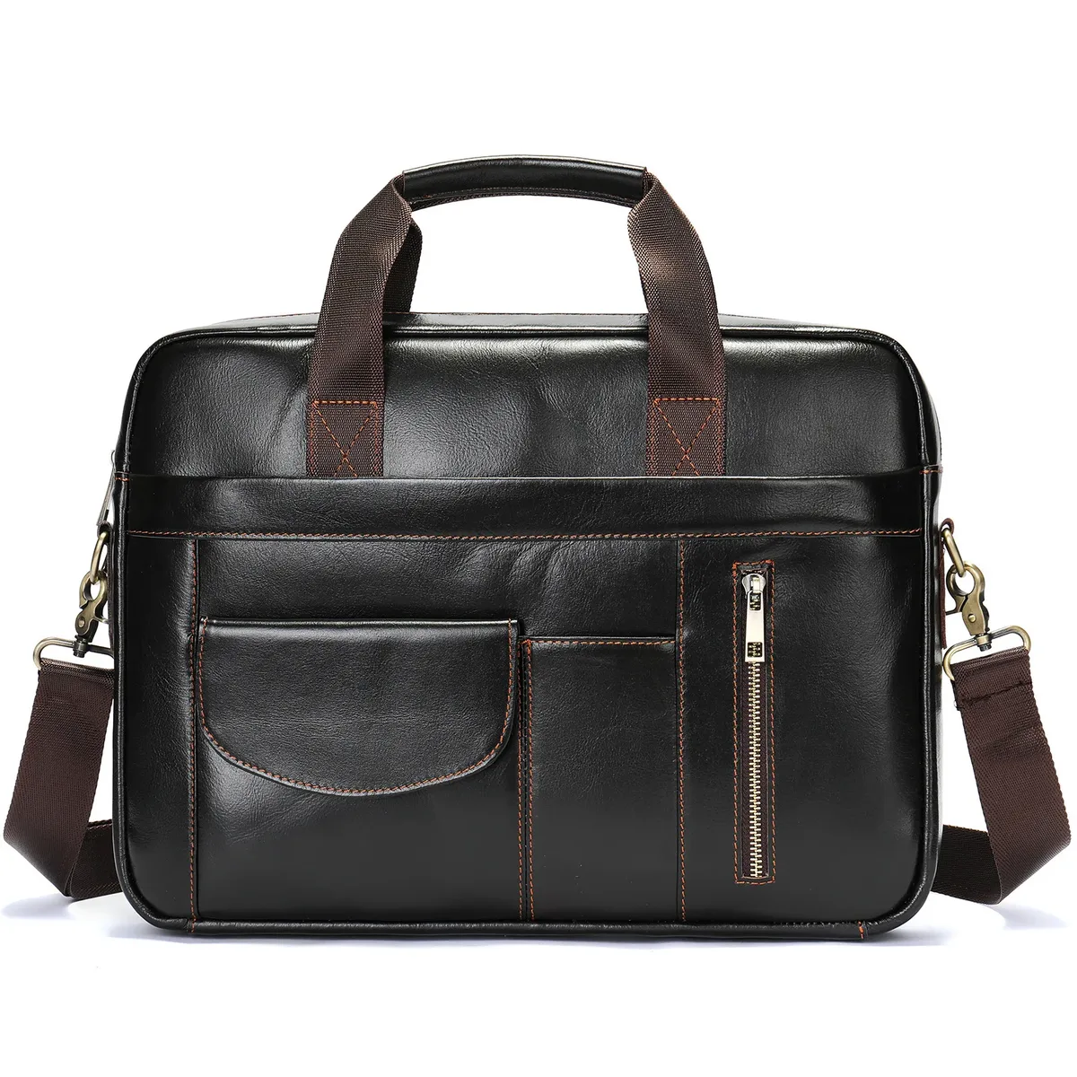 porte-documents en cuir véritable pour hommes, best-seller, grande capacité, sacoche pour ordinateur portable de 14 pouces, sac en cuir de vachette de qualité supérieure