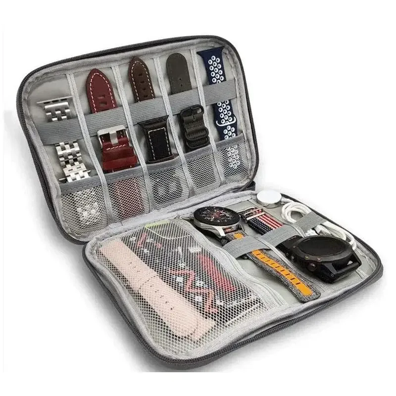 boîte de rangement de montre, boîte de rangement de voyage portable multifonctionnelle adaptée au sac de rangement de sangle, boîte de support de sangle, petit sac