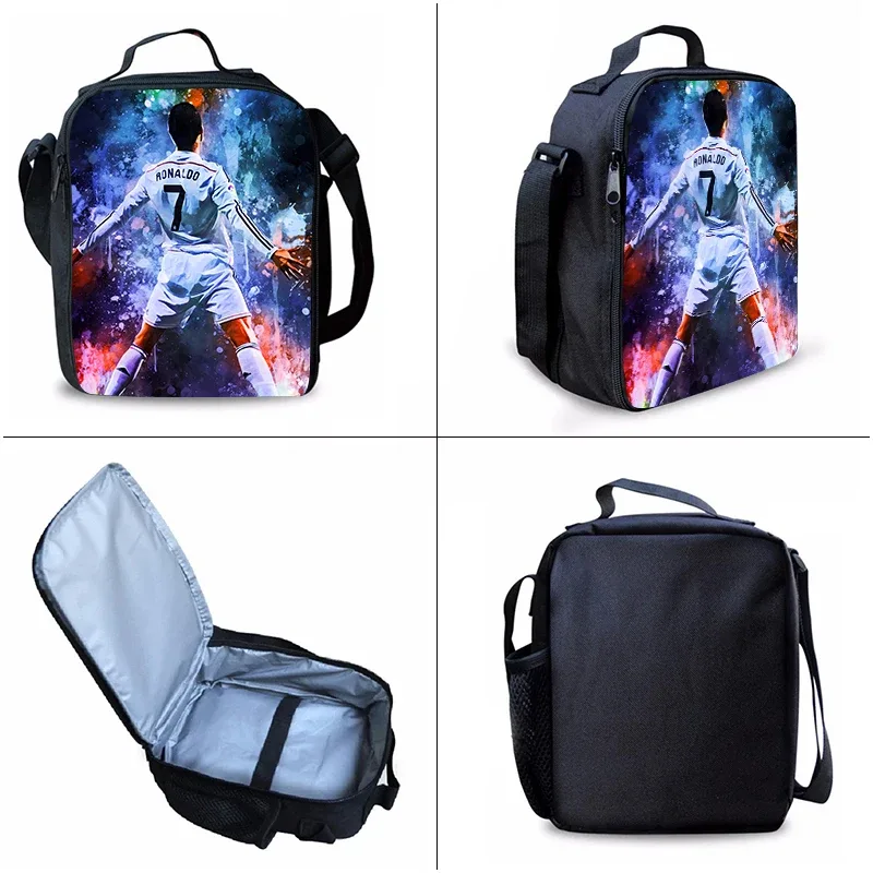 joueur de football cr7 ensemble de trois pièces sacs à dos pour garçon et filles meilleurs cadeaux sac à dos d'école de dessin animé 3d pour les enfants