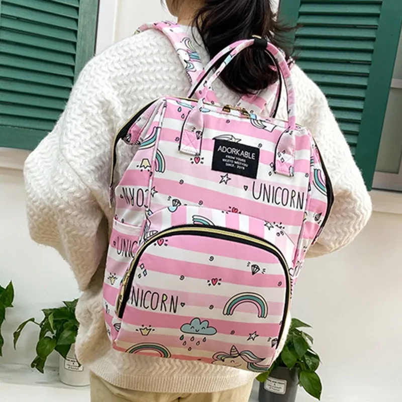 sac à dos imprimé dessin animé pour maman, grande capacité, sacs de rangement de biberons, sac à couches pour bébé, sac à dos de maternité à la mode pour femmes, nouveau