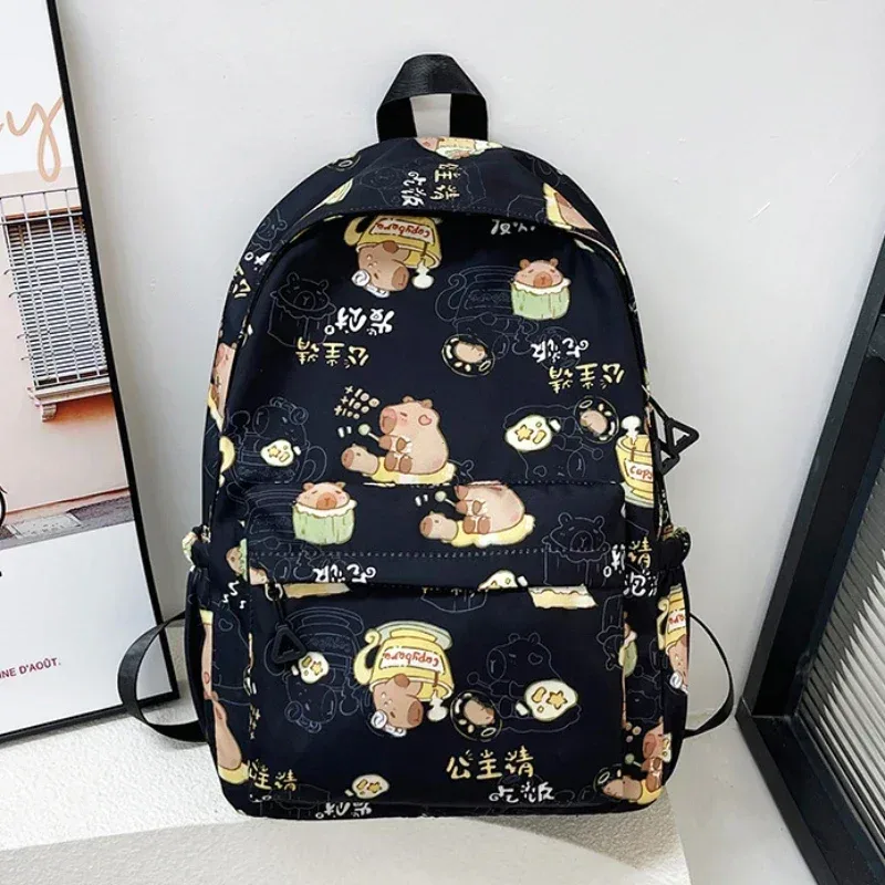 kawaii dessin animé capybara sac à dos drôle grande capacité capybara sac d'école étudiant pochette d'ordinateur sac à dos scolaire pour étudiant