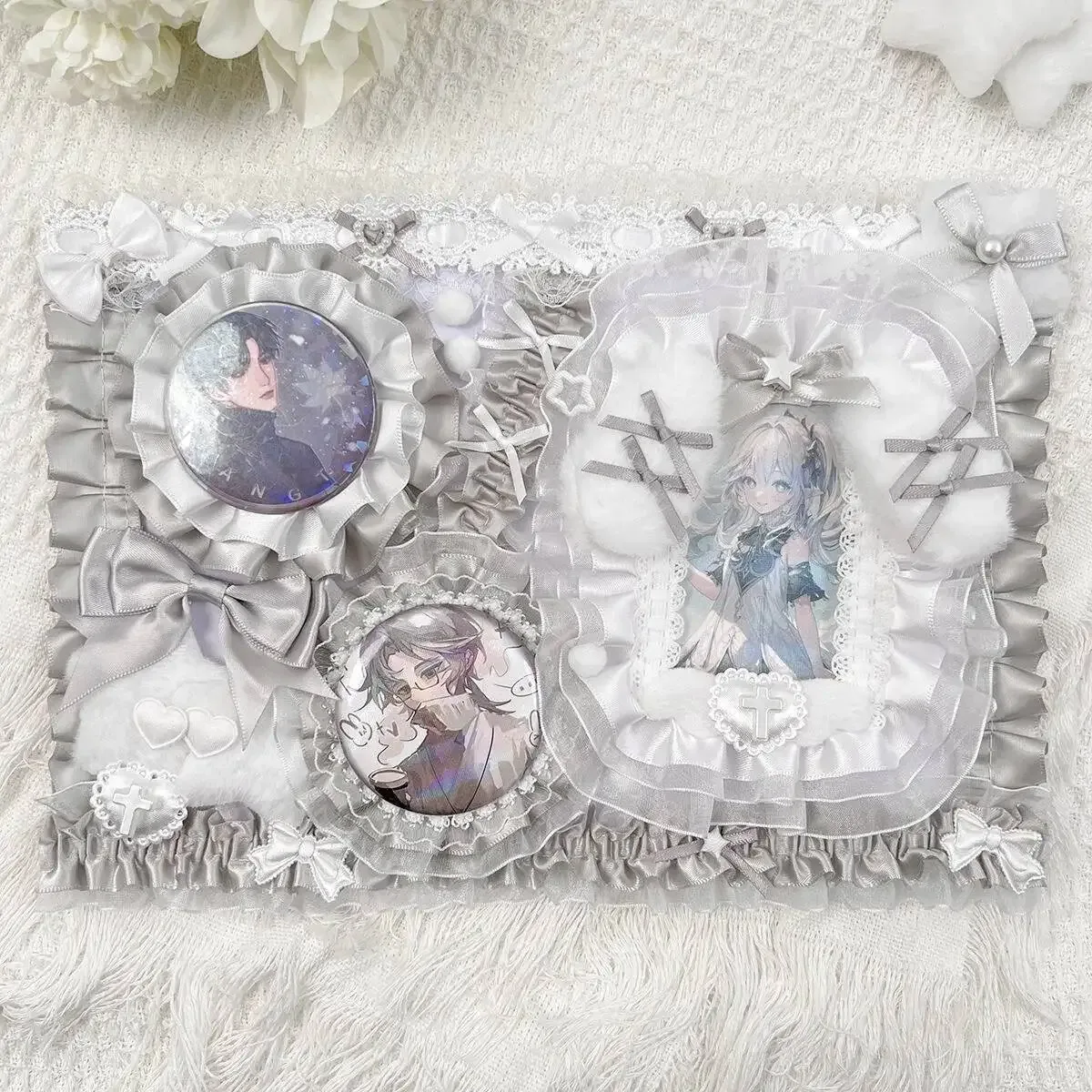 accessoires pour sac ita : porte-cartes et porte-badges anime, organisateur de broches et épingles en ruban et dentelle, insert décoratif pour sac ita, présentoir et rangement pour badges