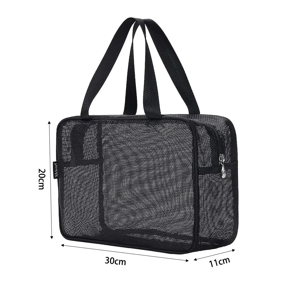 sac de rangement de douche en maille portable, grande capacité, sac de toilette pour salle de bain, organisateur de cosmétiques et articles divers pour les voyages et les sorties quotidiennes